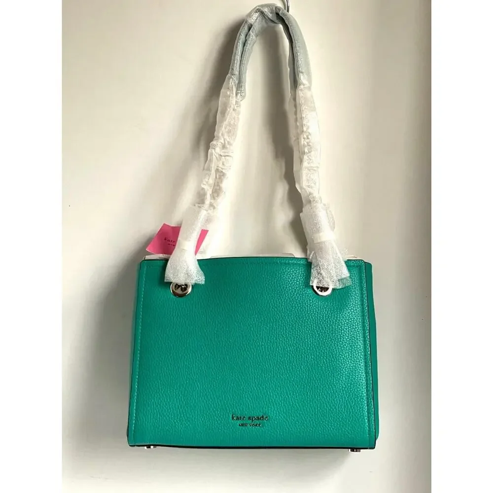 Kate Spade Amelia Medium Shoulder Bag Fiji Green Pebbled Leather Chain